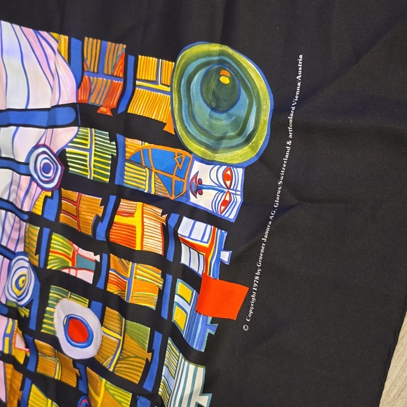 Hundertwasser 753 1978 Escape of the indoor sky Scarf Heberlein Vintage Colorful - Picture 3 of 4